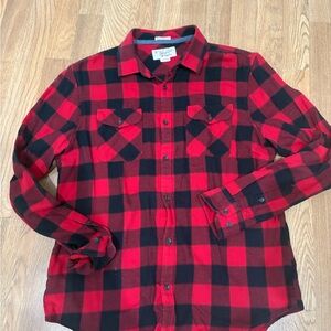 Original Penguin Red and Black Checkered Men's Shirt